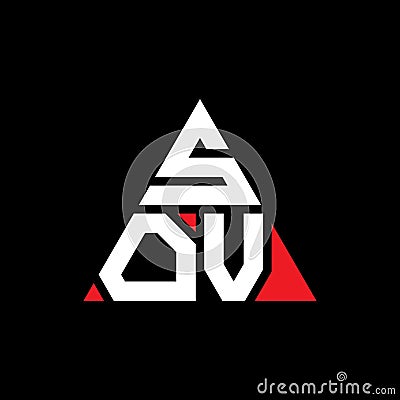 SOV triangle letter logo design with triangle shape. SOV triangle logo design monogram. SOV triangle vector logo template with red Vector Illustration