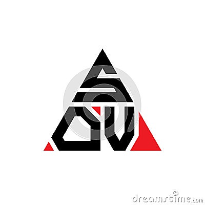 SOV triangle letter logo design with triangle shape. SOV triangle logo design monogram. SOV triangle vector logo template with red Vector Illustration