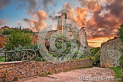Sovana, Grosseto, Tuscany, Italy: the ancient fortress Rocca Aldobrandesca Stock Photo