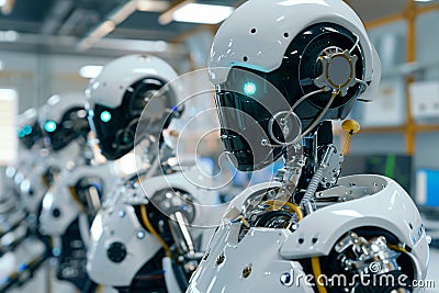 Sovereign AI. Inside lab where robots perform tasks seamlessly, leading revolution in automation. Autonomous robots in action. Stock Photo