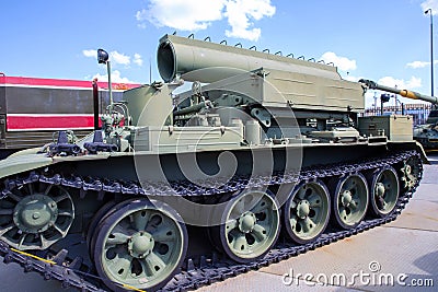 Soviet armored tractor. Designed to evacuate emergency tanks from the battlefield from the enemy fire zone Stock Photo