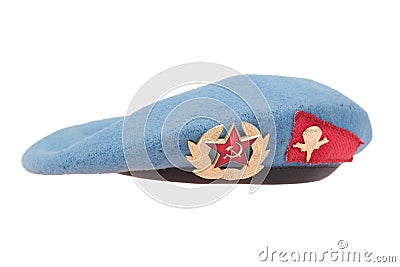 Soviet army airborne forces blue beret isolated Stock Photo