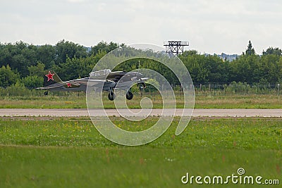 Soviet attack aircraft of the period of the Great Patriotic War Il-2 on landing Editorial Stock Photo