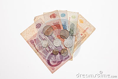 Soviet banknotes and coins Stock Photo