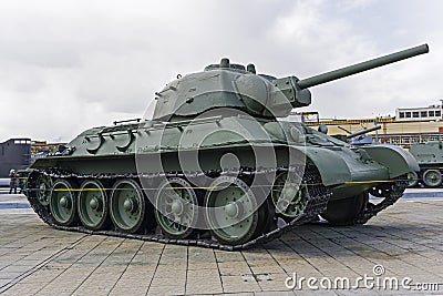 Soviet medium tank T-34-76 model 1943 in the museum of military equipment Editorial Stock Photo