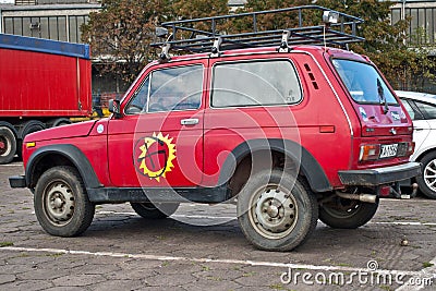 Soviet classic car parked Editorial Stock Photo
