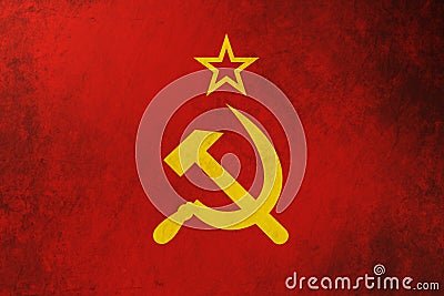 Soviet flag with coat of arms on grunge texture Stock Photo