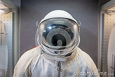 Soviet cosmonaut or astronaut or spaceman suit and helmet Stock Photo