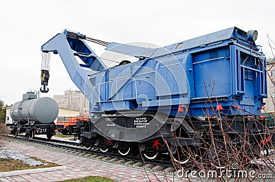 Soviet heavy railway crane. Editorial Stock Photo