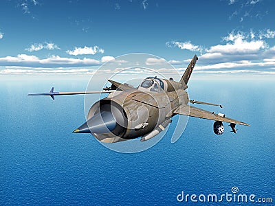 Soviet jet fighter aircraft Cartoon Illustration