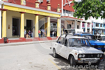Soviet made Lada parked on a street in Cuba Editorial Stock Photo