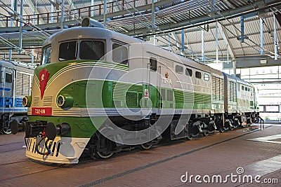 Soviet main line two-section diesel locomotive of the TE2 50s of the twentieth century Editorial Stock Photo