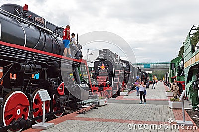 Soviet mainline freight steam locomotive of series L. in the Nov Editorial Stock Photo