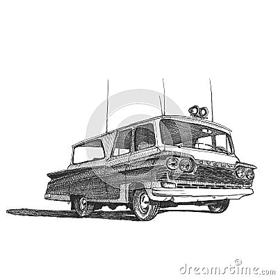 Soviet minivan Start Vector Illustration