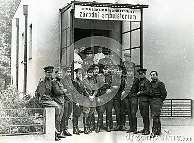 Soviet officers of the airborne troops in Prague in August 1968. Editorial Stock Photo