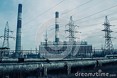 Power plant and heating system Stock Photo