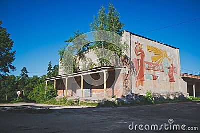 Soviet rural house of culture. Editorial Stock Photo