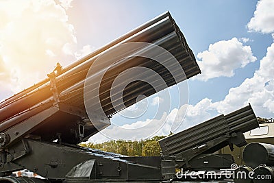 Soviet self-propelled multiple launch rocket system Stock Photo