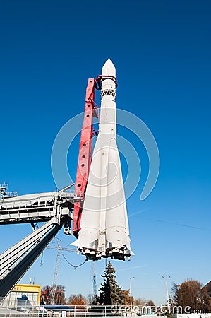 Soviet Space carrier rocket in VDNKh, Moscow. Editorial Stock Photo