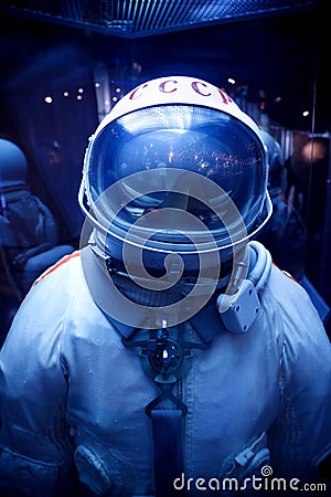 Soviet spacesuit with symbolics of USSR Editorial Stock Photo