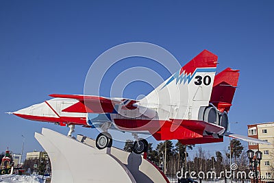 Soviet supersonic high-altitude twin-engine fighter-interceptor MIG-25 Stock Photo