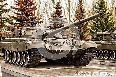 Soviet tank during the Great Patriotic War on display in Victory Park during the celebration of Victory Day.Kazan, Russia. Stock Photo