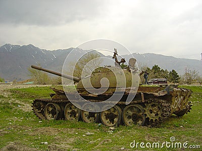 Soviet Union built tank abandoned Afghanistan field Editorial Stock Photo