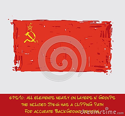 Soviet Union Flag Flat - Artistic Brush Strokes and Splashes Vector Illustration