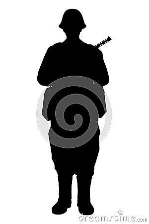 Soviet unions soldier with a rifle gun during world war 2 silhouette vector Vector Illustration