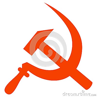 Soviet USSR hammer and sickle political symbol. Symbol of Soviet Russia. Crossed hammer and sickle. Vector illustration Vector Illustration