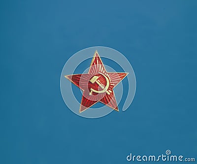 Soviet ussr star on blue Stock Photo