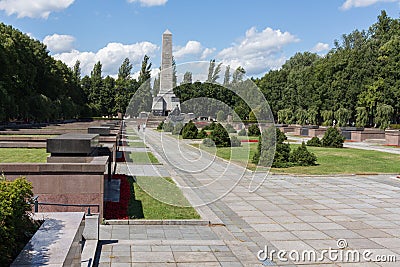 Soviet War Memorial in SchÃ¶nholzer Heide, where is the largest Soviet cemetery in Berlin, Germany. Editorial Stock Photo