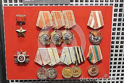 Soviet world war II award medals Editorial Stock Photo