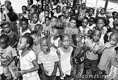 Young African Preschool kids singing songs in the playground of Editorial Stock Photo