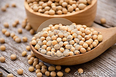 Soybean wood background. Stock Photo