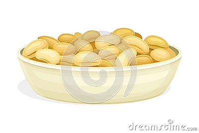 Soy Bean Rested in Bowl as Edible Seed of Legume Plant Vector Illustration Vector Illustration