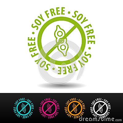 Soy free badge, logo, icon. Flat illustration on white background. Can be used business company. Vector Illustration