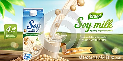 Soy milk ads Vector Illustration