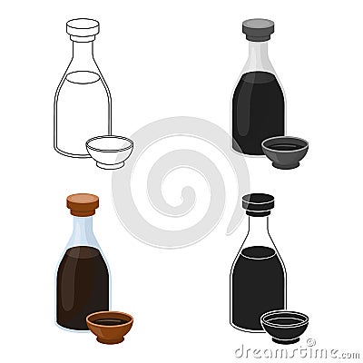 Soy sauce icon in cartoon style isolated on white background. Sushi symbol stock vector illustration. Vector Illustration