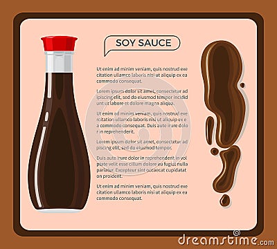 Soy Sauce Informative Poster on Light Background Vector Illustration