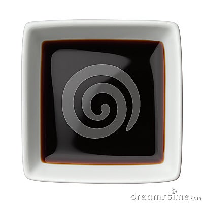 Soy sauce in a square bowl isolated Stock Photo