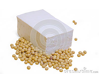 Soy and tofu isolated on white background Stock Photo