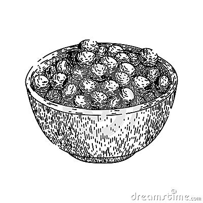 soya bean food bowl sketch hand drawn vector Vector Illustration