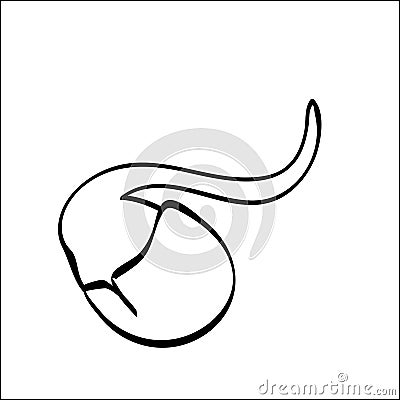 Soya bean sprout asian cuisine outline black white vector sign icon. Monochrome hand drawn vegetable symbol. Vector Illustration