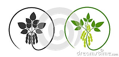 Soybean logo. Isolated soybean on white background Vector Illustration