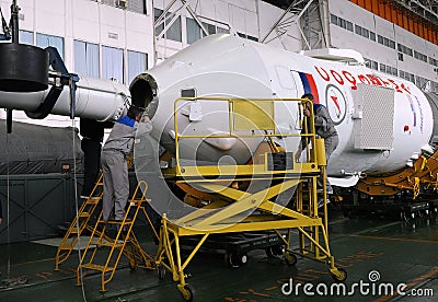 Soyuz Spacecraft Integration in Baikonur Editorial Stock Photo