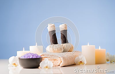 Spa background composition. Massage, oriental therapy, wellbeing and meditation concept. Stock Photo