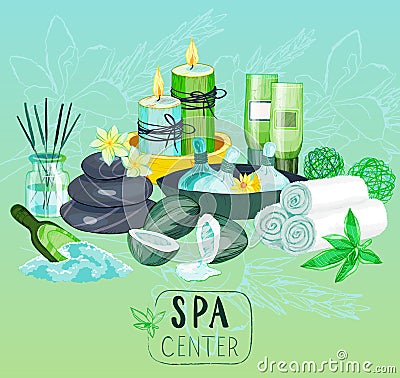 Spa background with organic products Vector Illustration