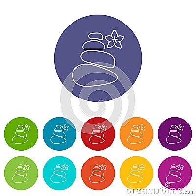 Spa balance stones icons set vector color Vector Illustration