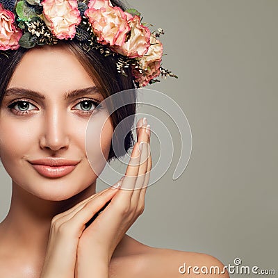 Spa Beauty. Cute Woman Spa Model with Healthy Skin Stock Photo